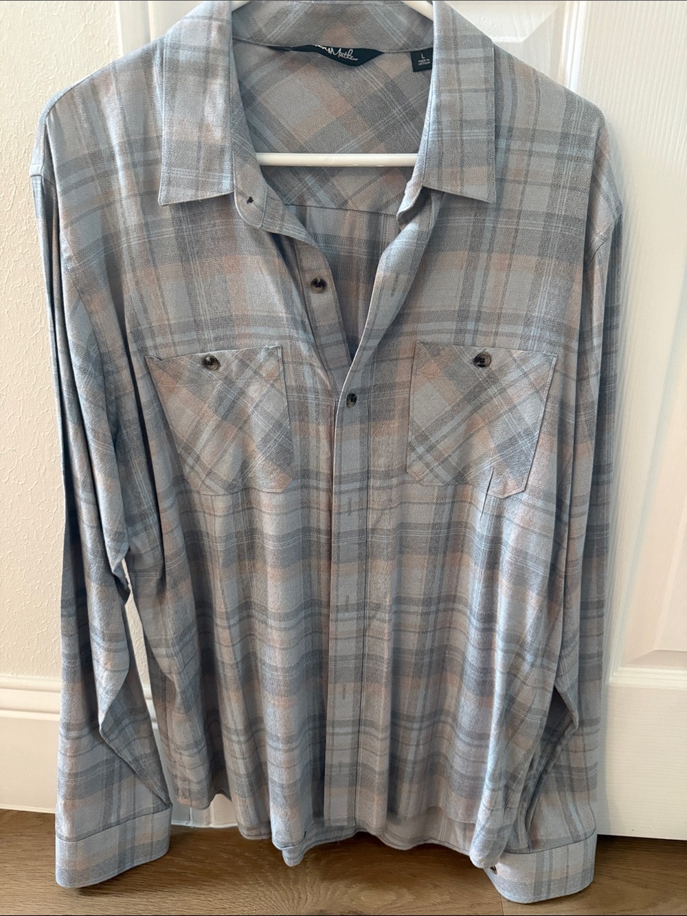 Travis Mathew Men's Gray Plaid Button-Up Shirt